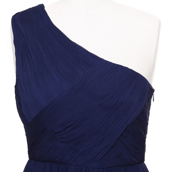 Tibi NWT Silk Chiffon Navy One Shoulder Dress - Picture 3 of 8